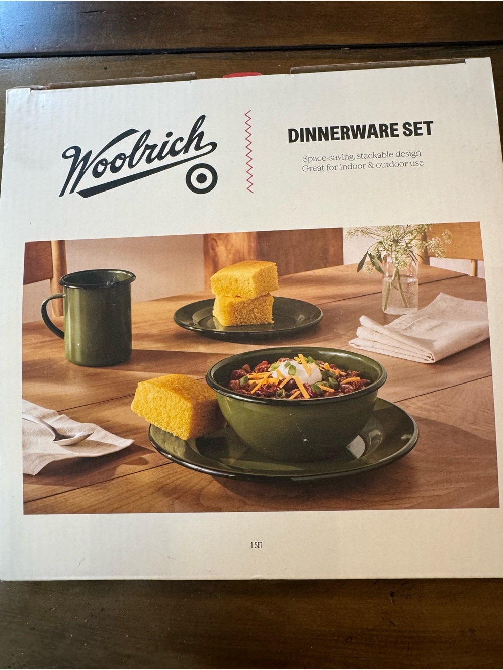 Woolrich Olive Green Enamel Dinnerware Set